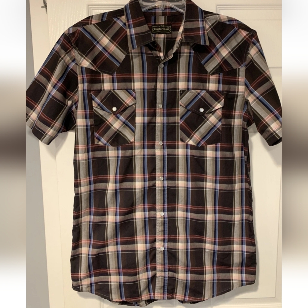 High Noon Western Pearl Snap Short Sleeve Button Shirt. Size 5XL-Reg. Worn ONCE!